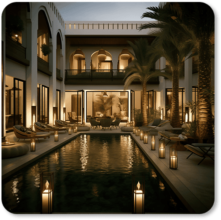 Vue d'un riad de luxe